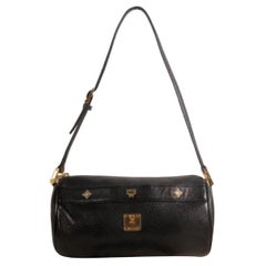 Miu Miu Studded Cyllinder Boston 868837 Black Leather Shoulder Bag