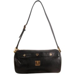 Miu Miu Studded Cyllinder Boston 868837 Black Leather Shoulder Bag