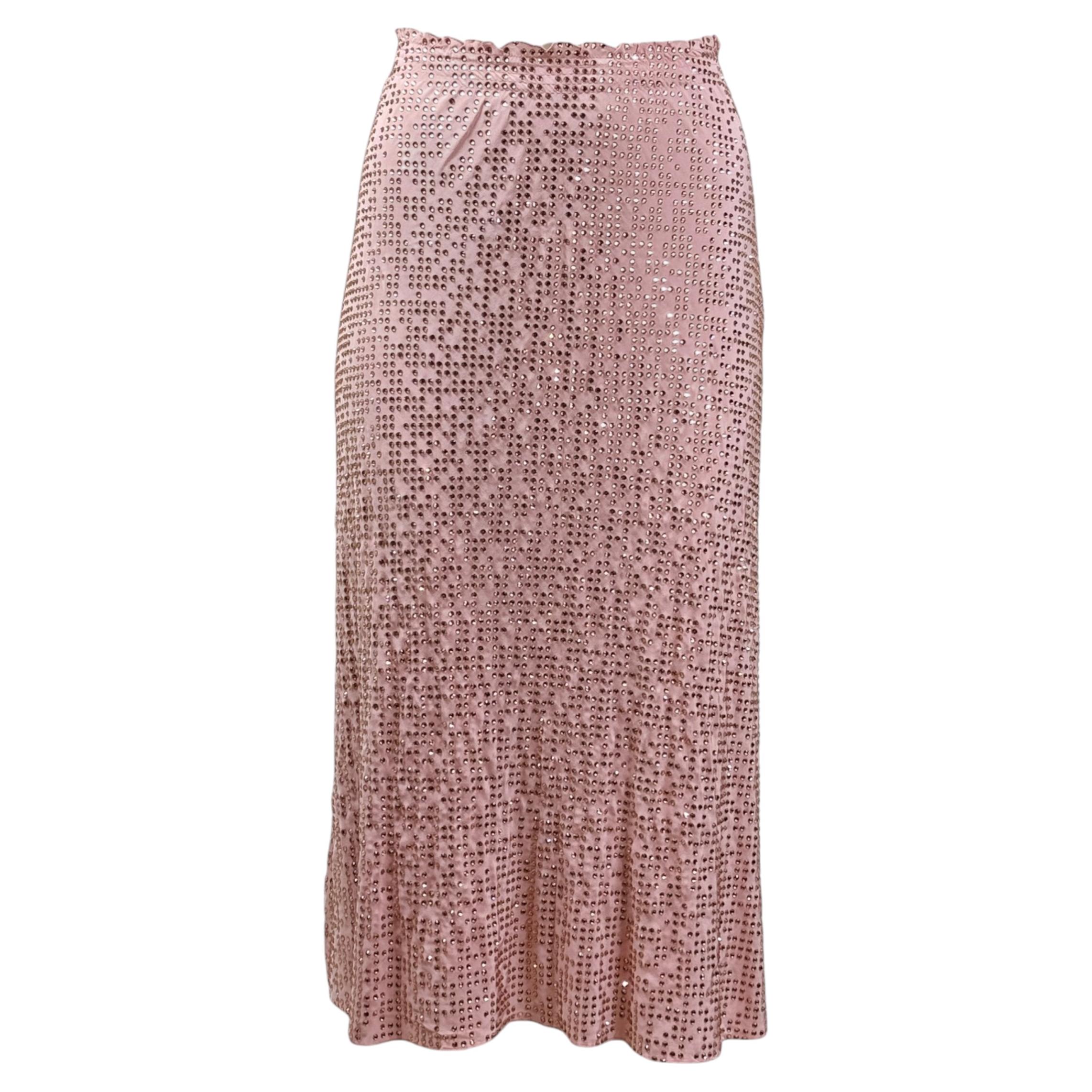 Miu Miu Swarovski Fall 2022 Pink crystal embellished skirt
