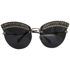 Used Miu Miu swarovski stones and chain Sunglasses NWOT