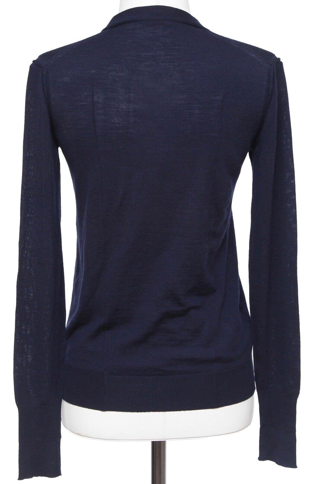 MIU MIU Cardigan Sweater Knit Top Wool Navy Blue V-Neck Long Sleeve Sz 36 1