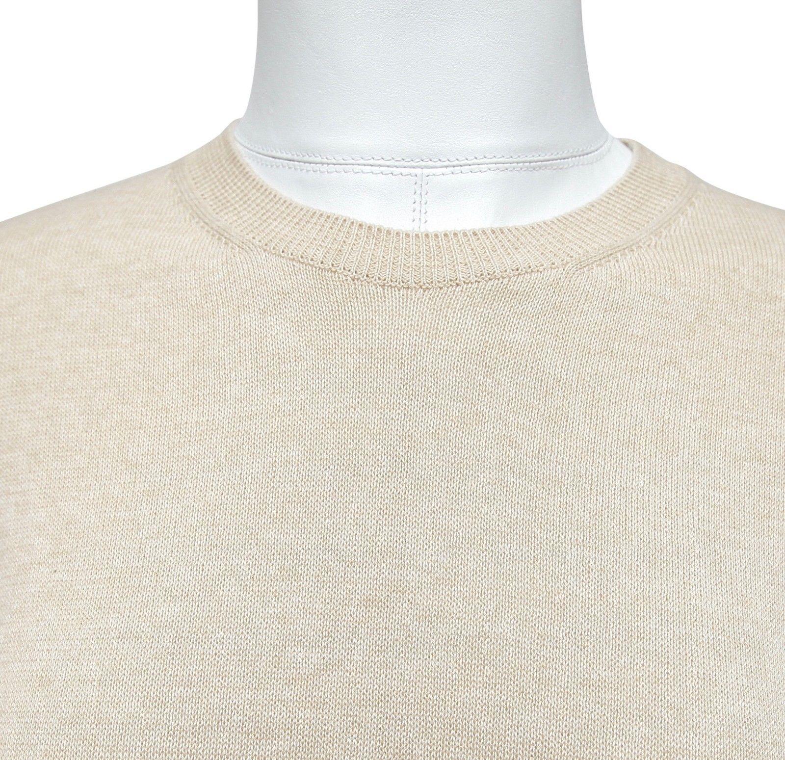 MIU MIU Sweater Knit Top Cotton Viscose Tan Yellow Silk Long Sleeve 40 NWT In New Condition In Hollywood, FL