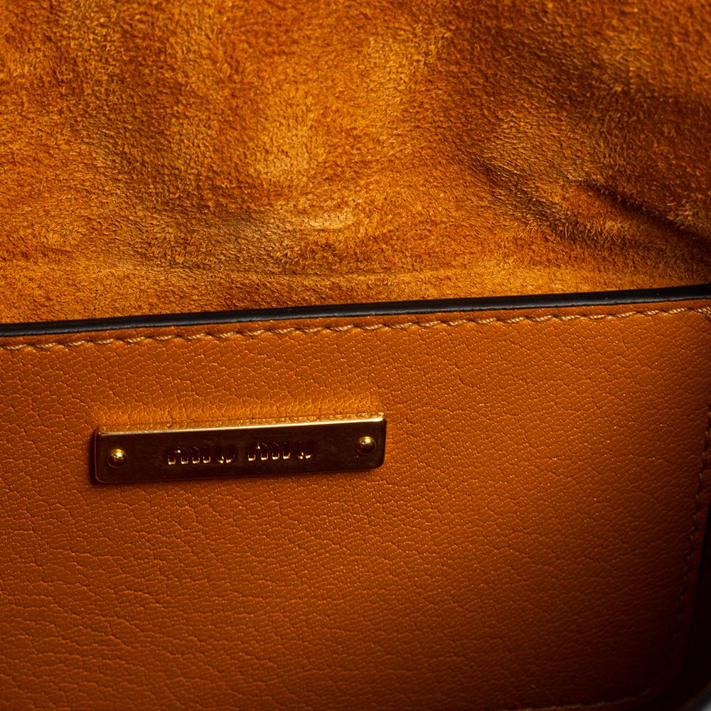 Miu Miu Tan Leather Crystal Embellished Dahlia Shoulder Bag 1
