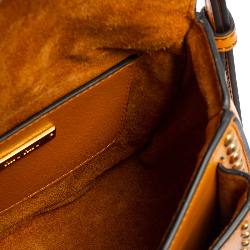 Miu Miu Tan Leather Crystal Embellished Dahlia Shoulder Bag 3