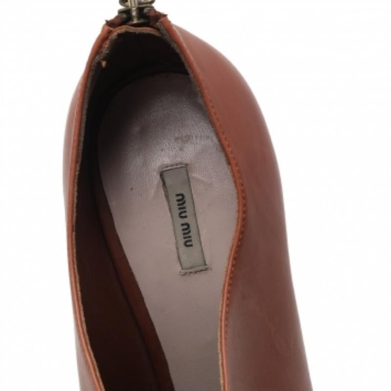 Miu Miu, stivaletti con plateau in pelle Tan Peep Toe Taglia 40 in vendita 1