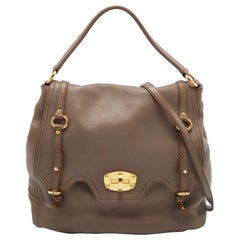 Miu Miu Taupe Grey Leather Turnlock Flap Satchel