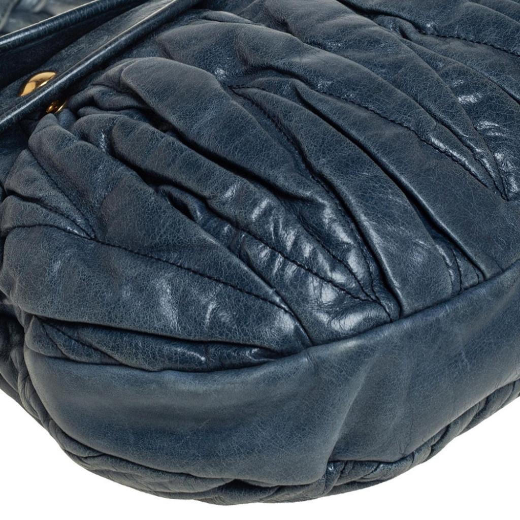 Miu Miu Teal Blue Matelassé Leather Coffer Hobo 4