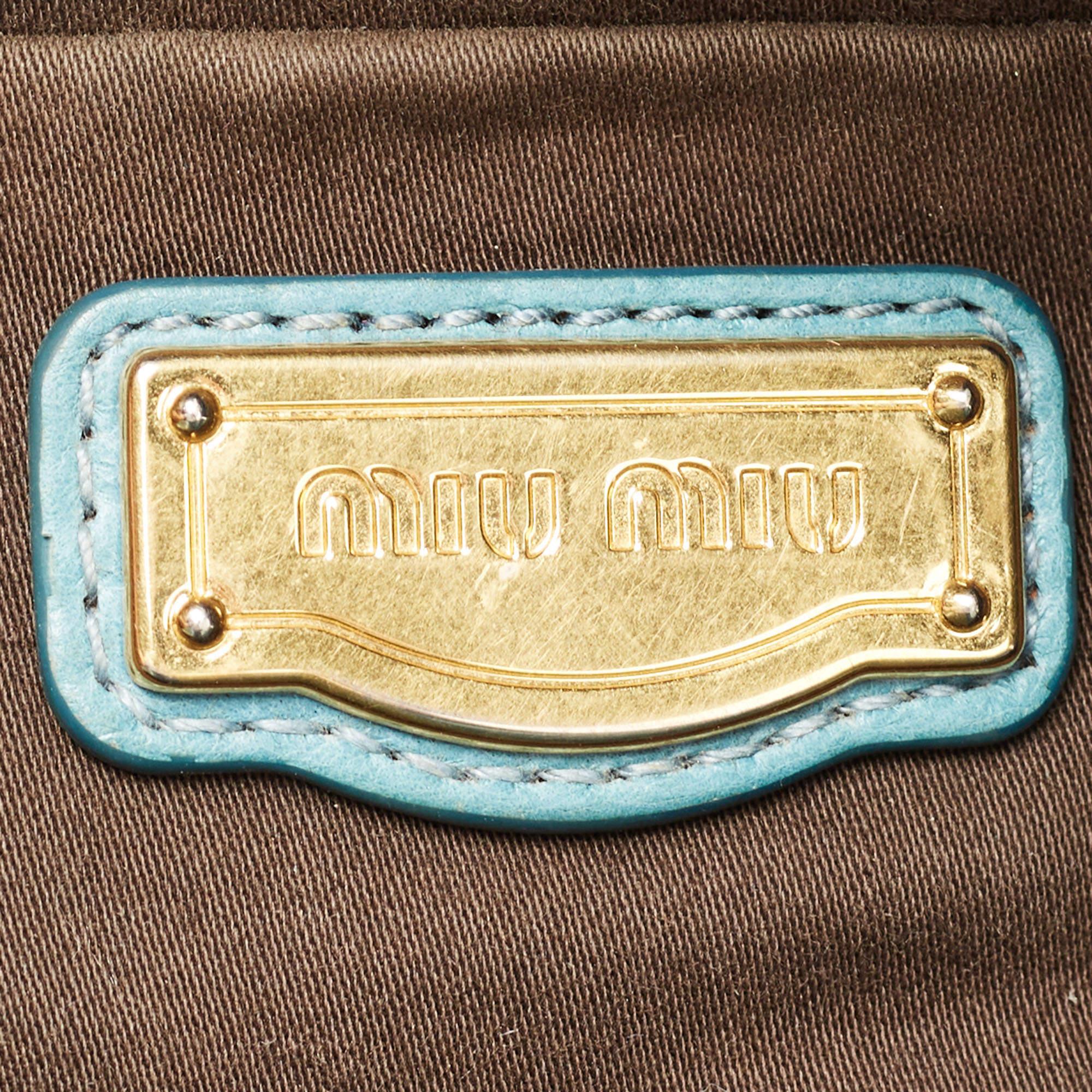 Miu Miu Teal Vitello Leather Bow Bag 8