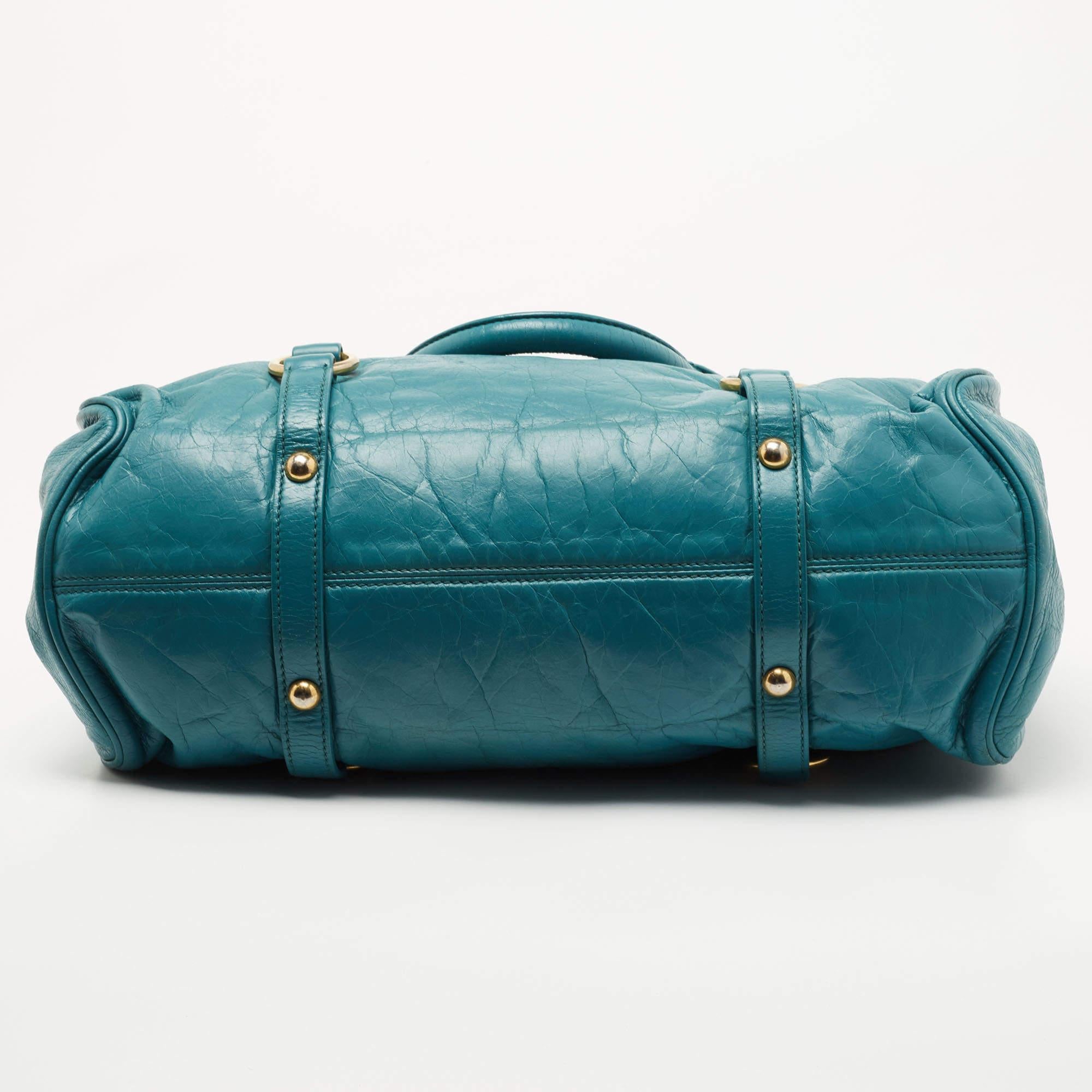 Women's Miu Miu Teal Vitello Leather Bow Bag