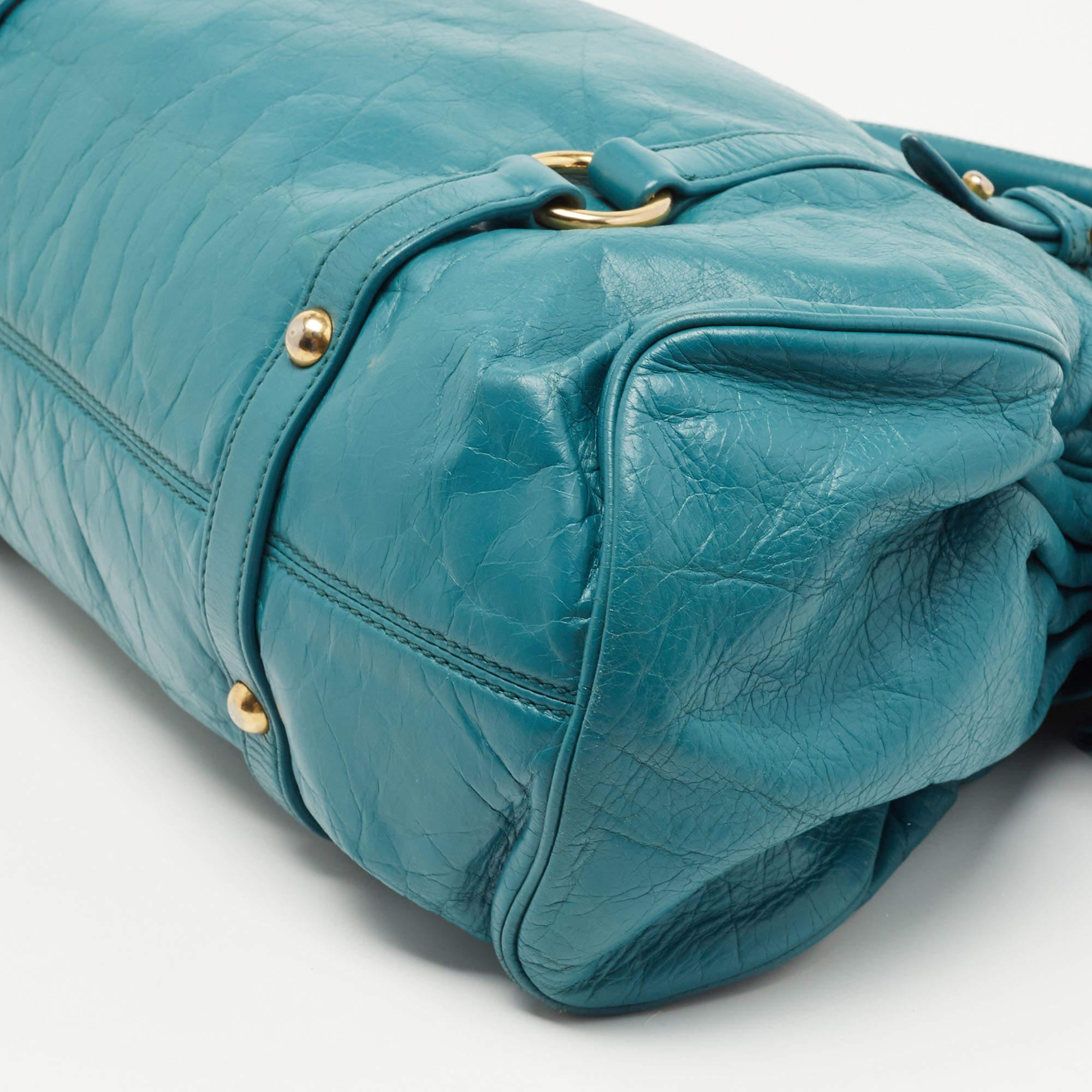 Miu Miu Teal Vitello Leather Bow Bag 2
