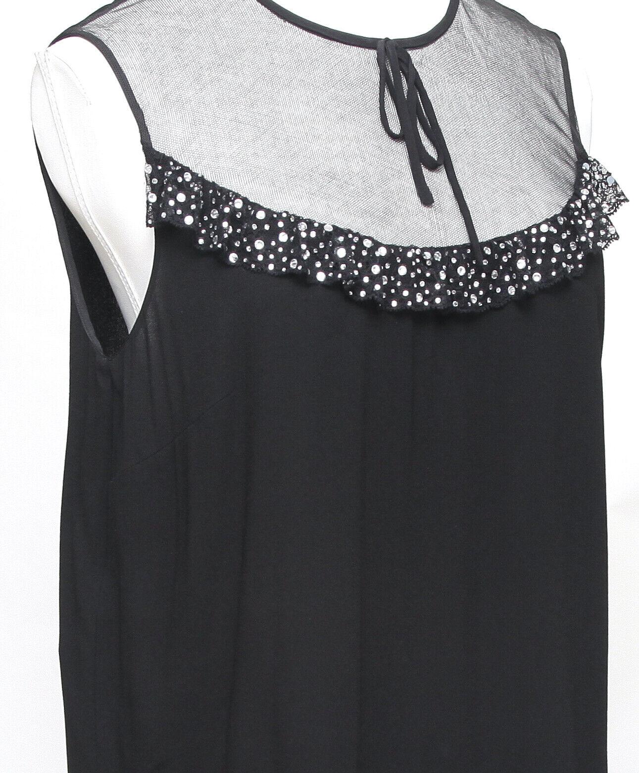 Women's MIU MIU Top Blouse Shirt Sleeveless Black Viscose Tie Sequin Sz 42 NWT For Sale