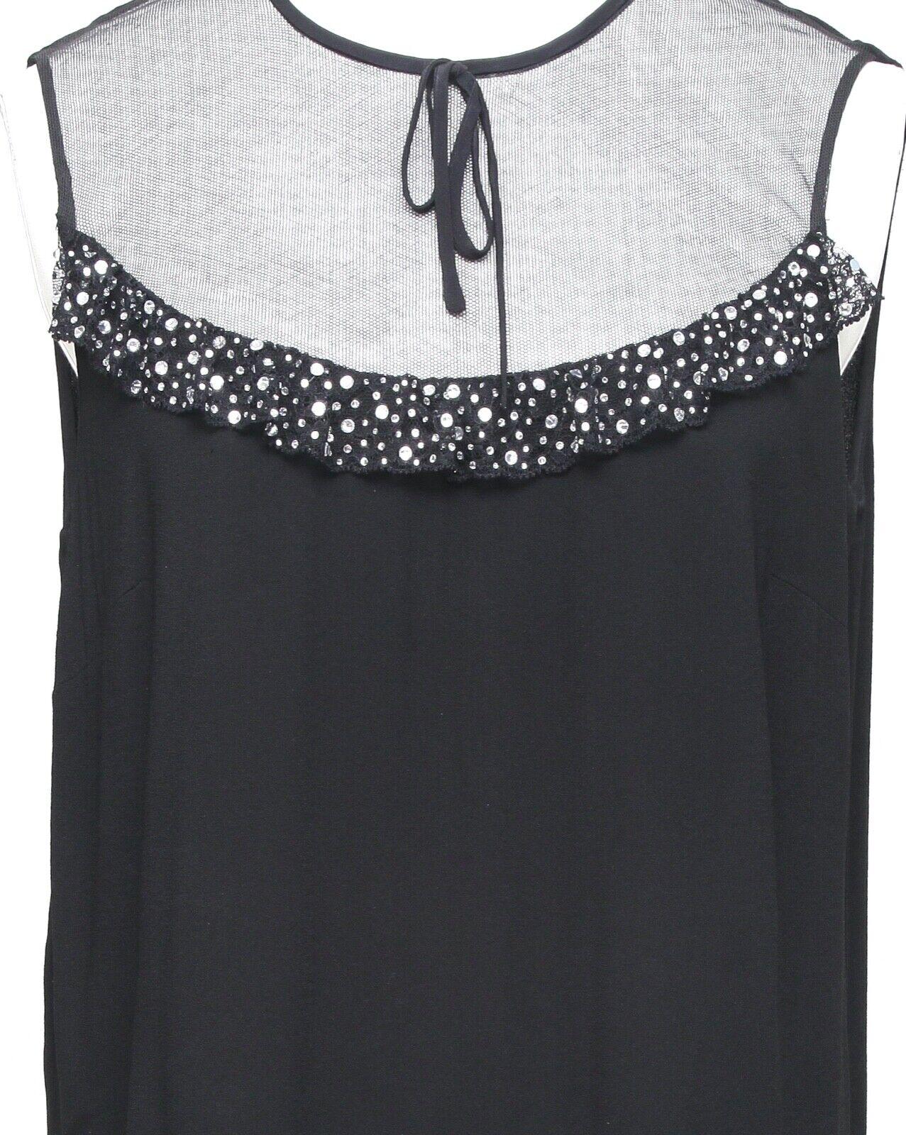 MIU MIU Top Blouse Shirt Sleeveless Black Viscose Tie Sequin Sz 42 NWT For Sale 1