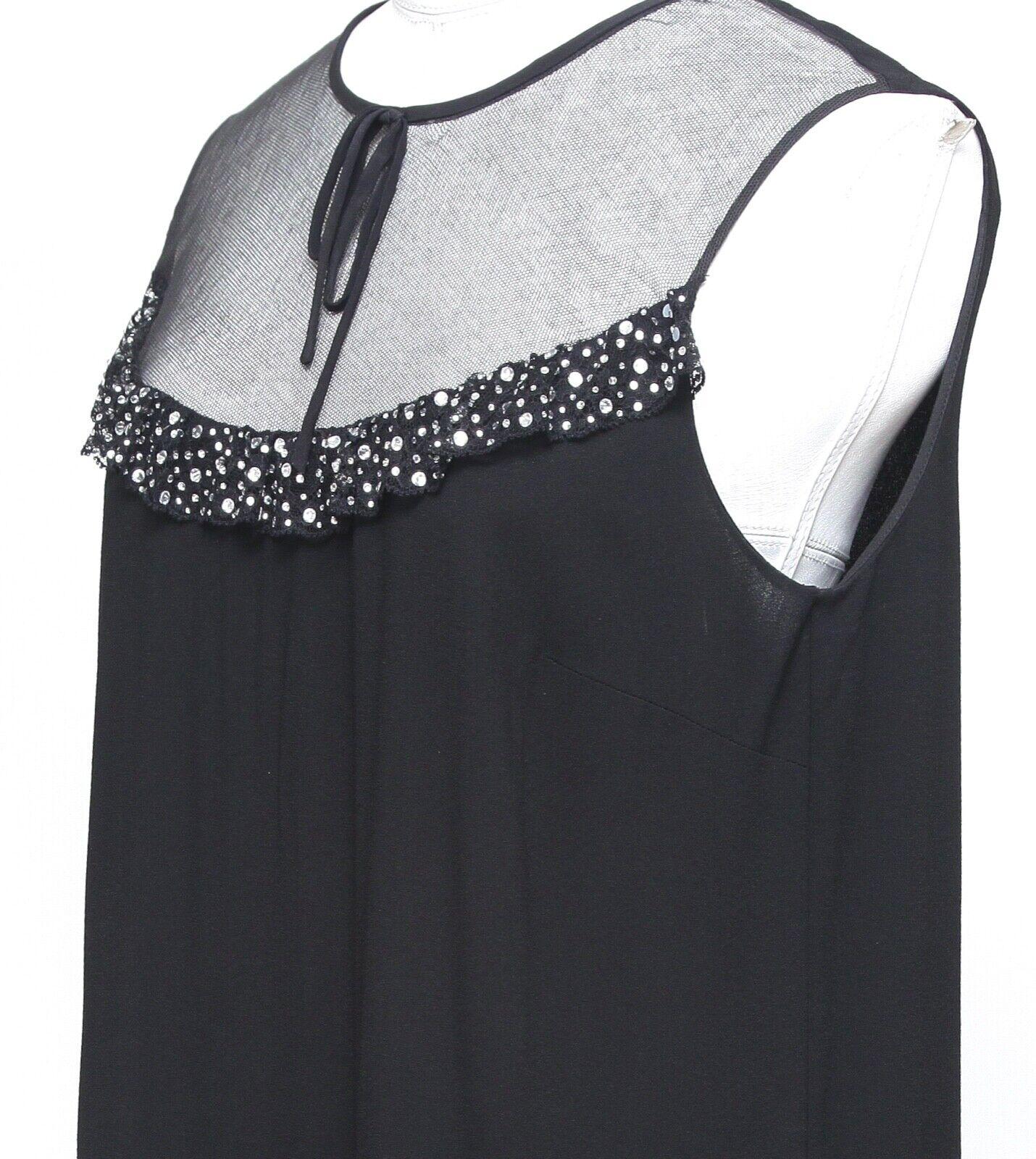 MIU MIU Top Blouse Shirt Sleeveless Black Viscose Tie Sequin Sz 42 NWT For Sale 2