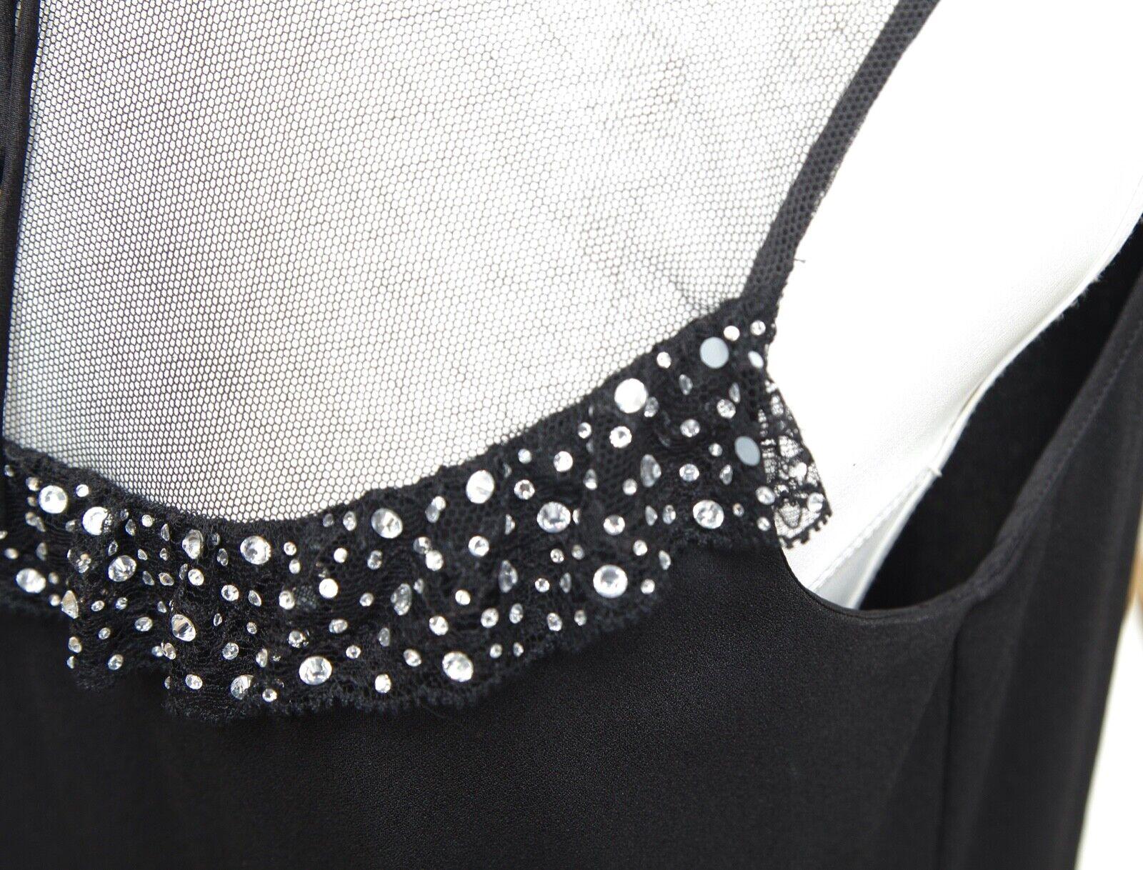 MIU MIU Top Blouse Shirt Sleeveless Black Viscose Tie Sequin Sz 42 NWT For Sale 3