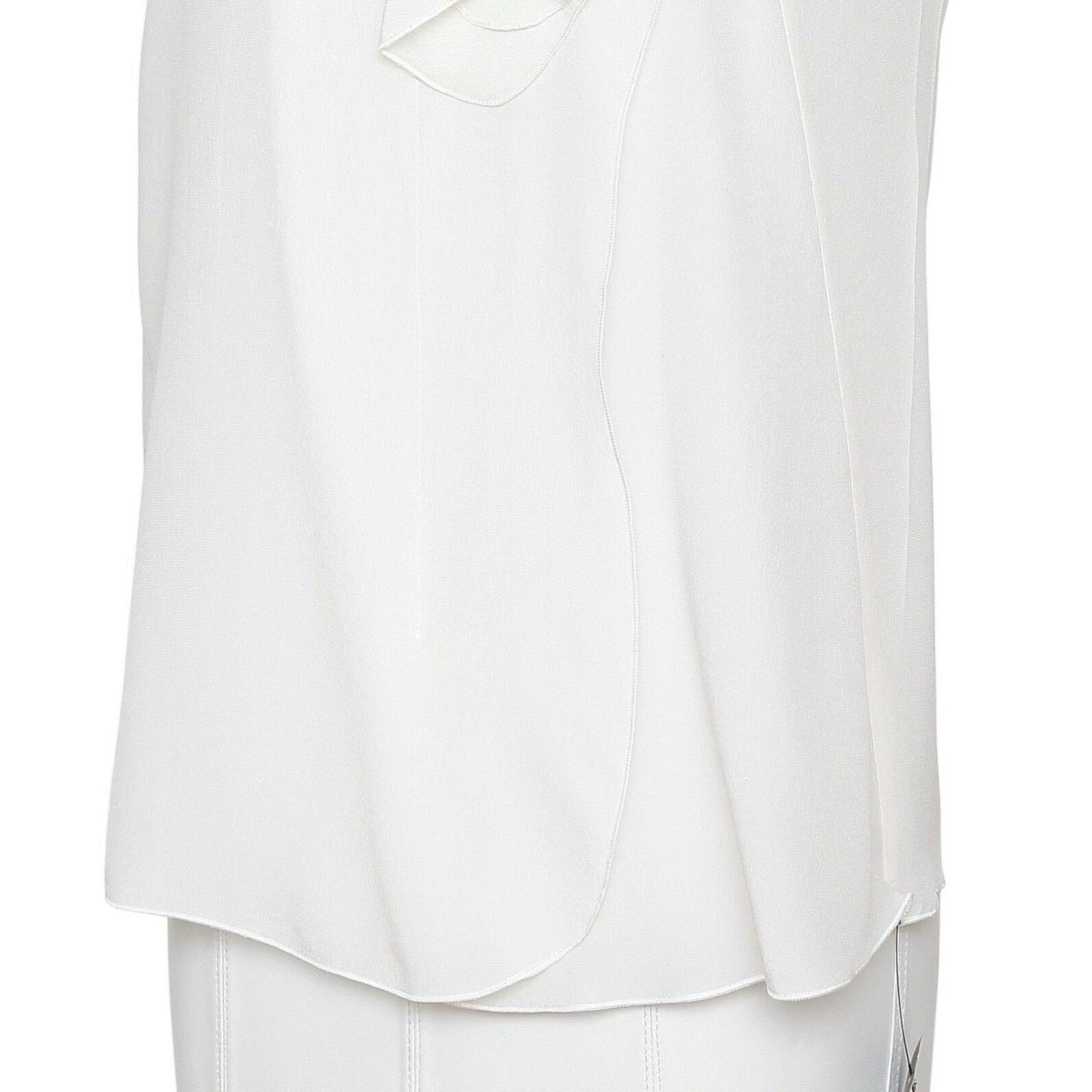 Women's MIU MIU Blouse Top Shirt Sleeveless Silk Ivory Ruffle Sz 36 BNWT For Sale