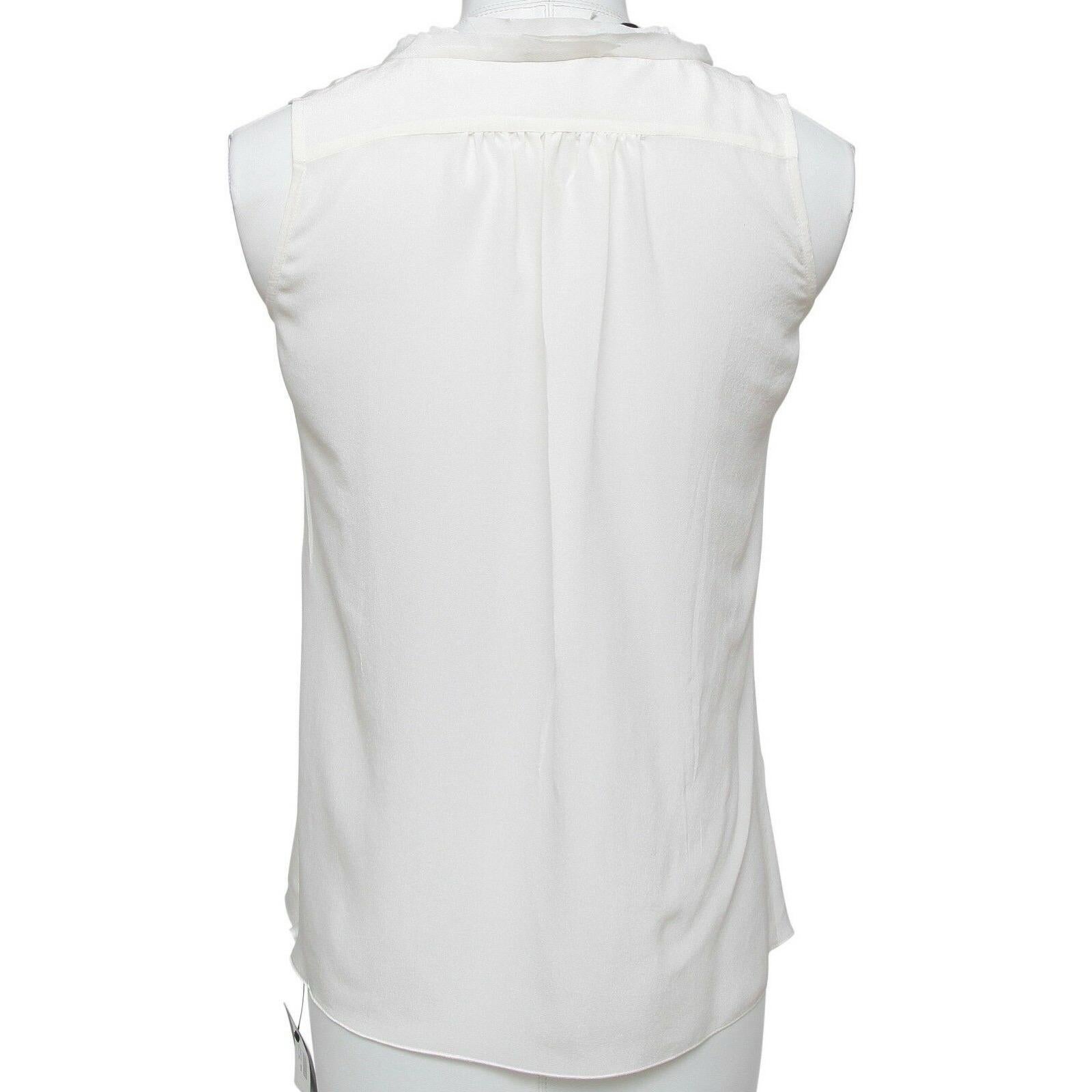 MIU MIU Blouse Top Shirt Sleeveless Silk Ivory Ruffle Sz 36 BNWT For Sale 1
