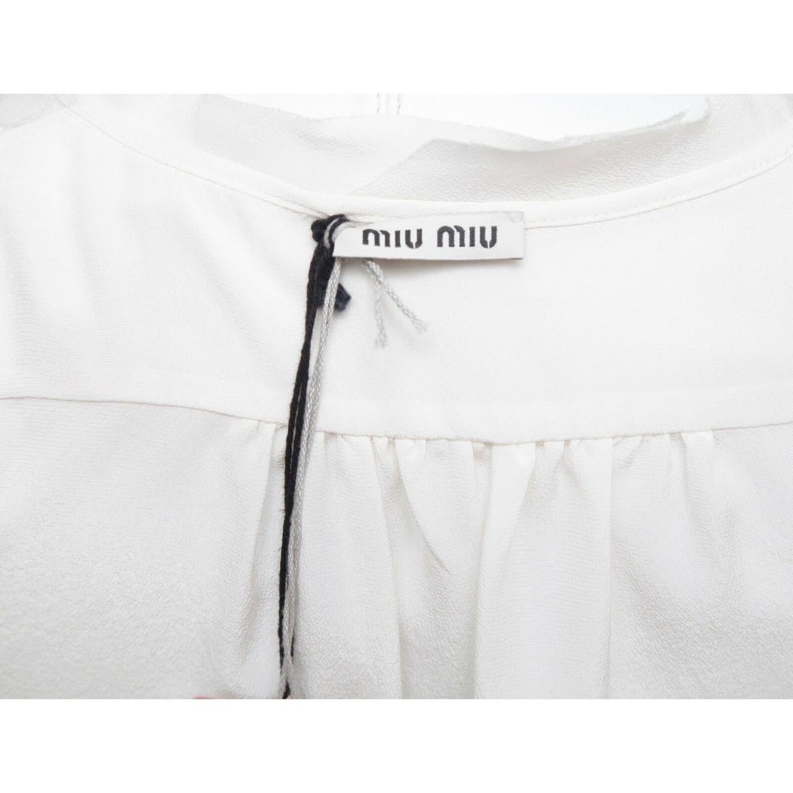 MIU MIU Blouse Top Shirt Sleeveless Silk Ivory Ruffle Sz 36 BNWT For Sale 2