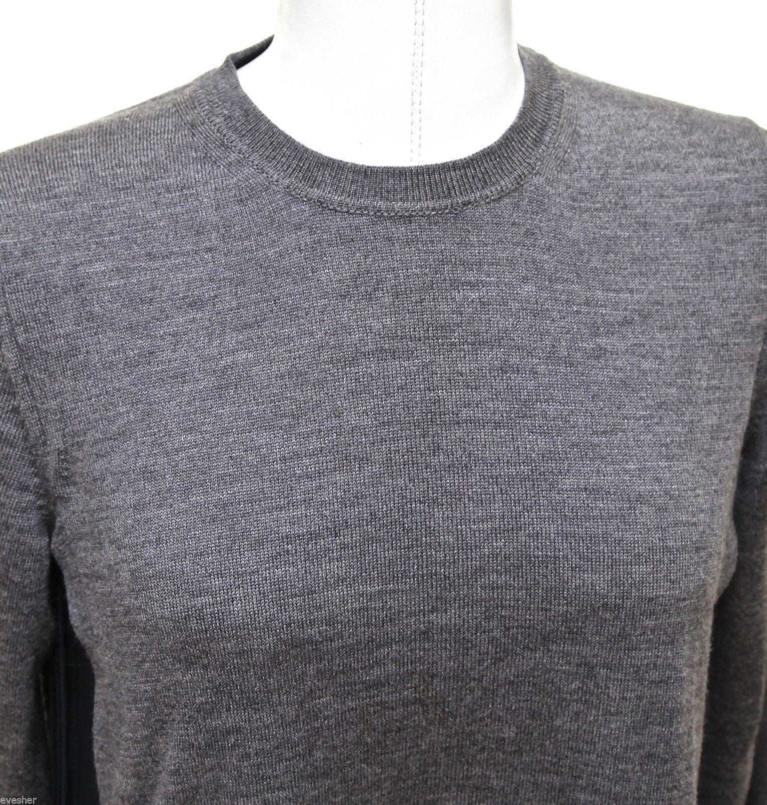 Black MIU MIU Top Sweater Knit Tunic Wool Grey Navy Silk Long Sleeve Sz 36 For Sale