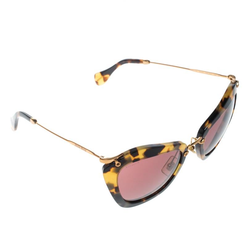 Brown Miu Miu Tortoise/Pink SMU10N Cat Eye Sunglasses