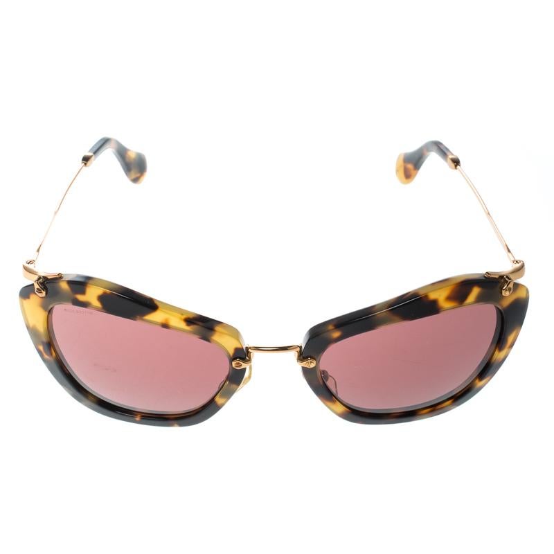 Miu Miu Tortoise/Pink SMU10N Cat Eye Sunglasses