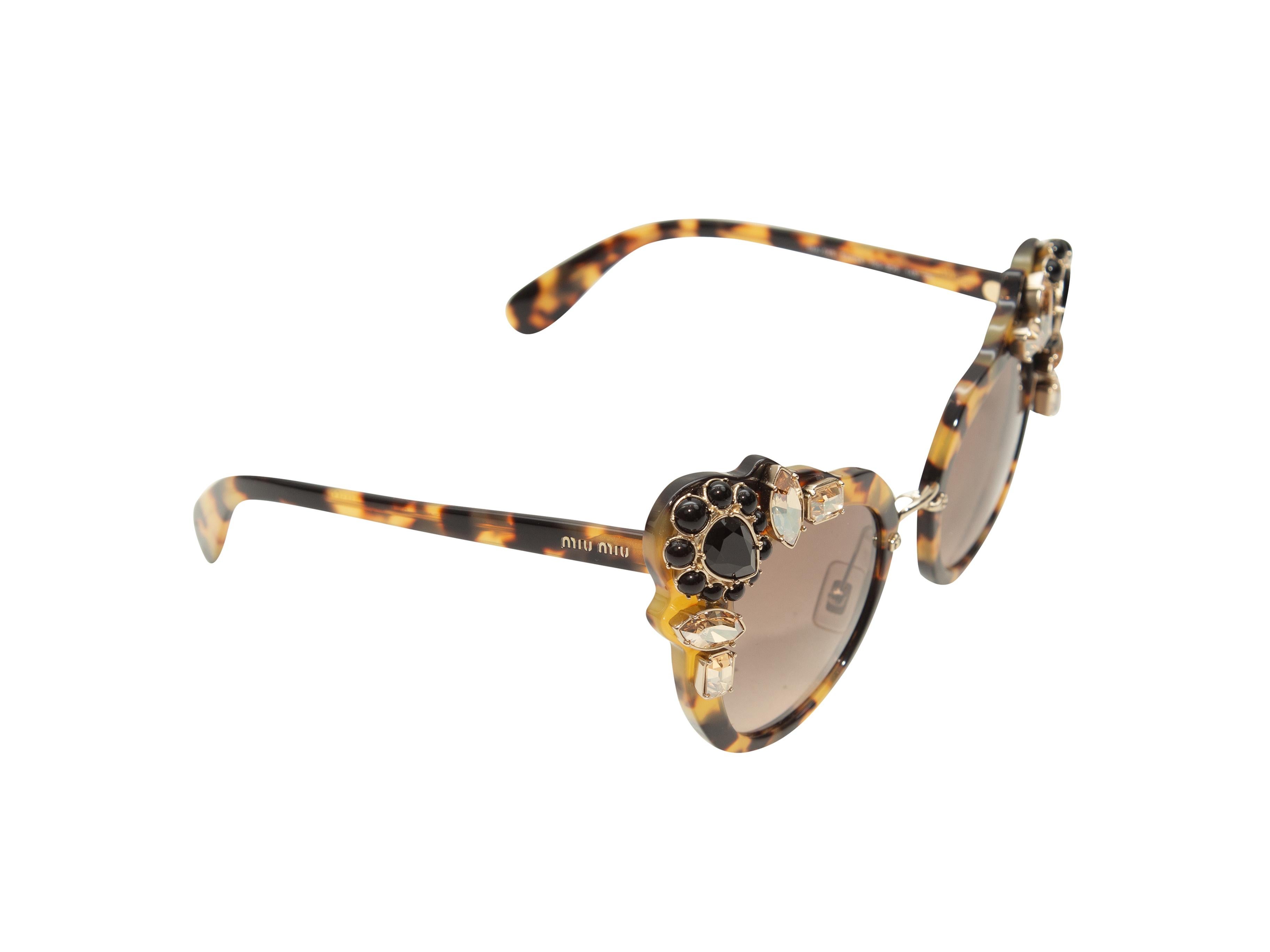 Marrone Occhiali da sole Cat Eye impreziositi da tartaruga Miu Miu