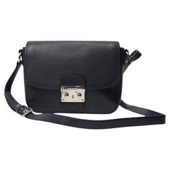 Miu Miu Lock Shoulder Bag Small Grained Blue