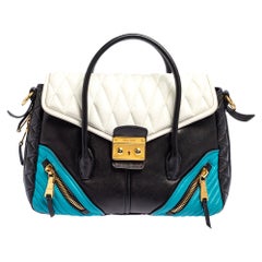 Miu Miu Tri Color Matelassé Leather Biker Bugatti Satchel