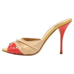 Miu Miu Tri Color Patent Leather Slide Sandals Size 39.5