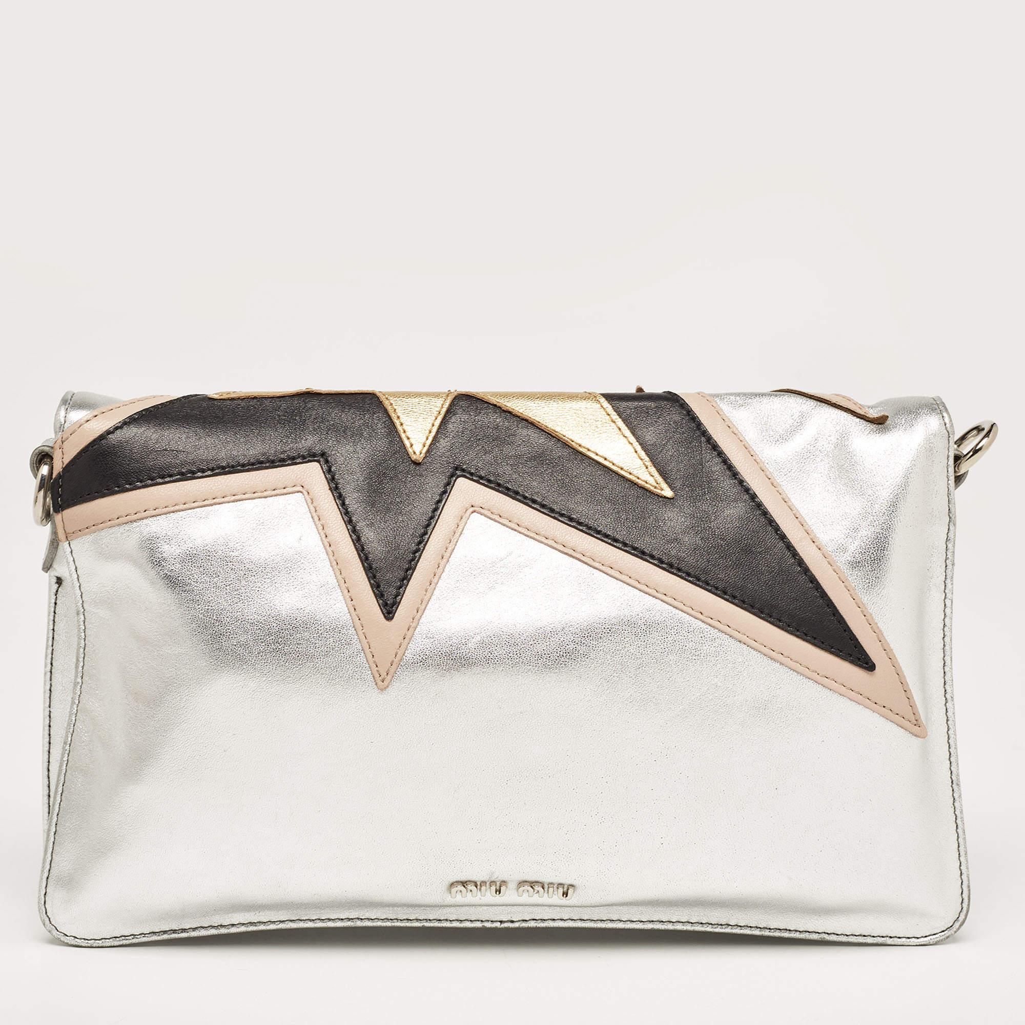 Miu Miu Tricolor Leather Star Motif Diagonal Shoulder Bag 7