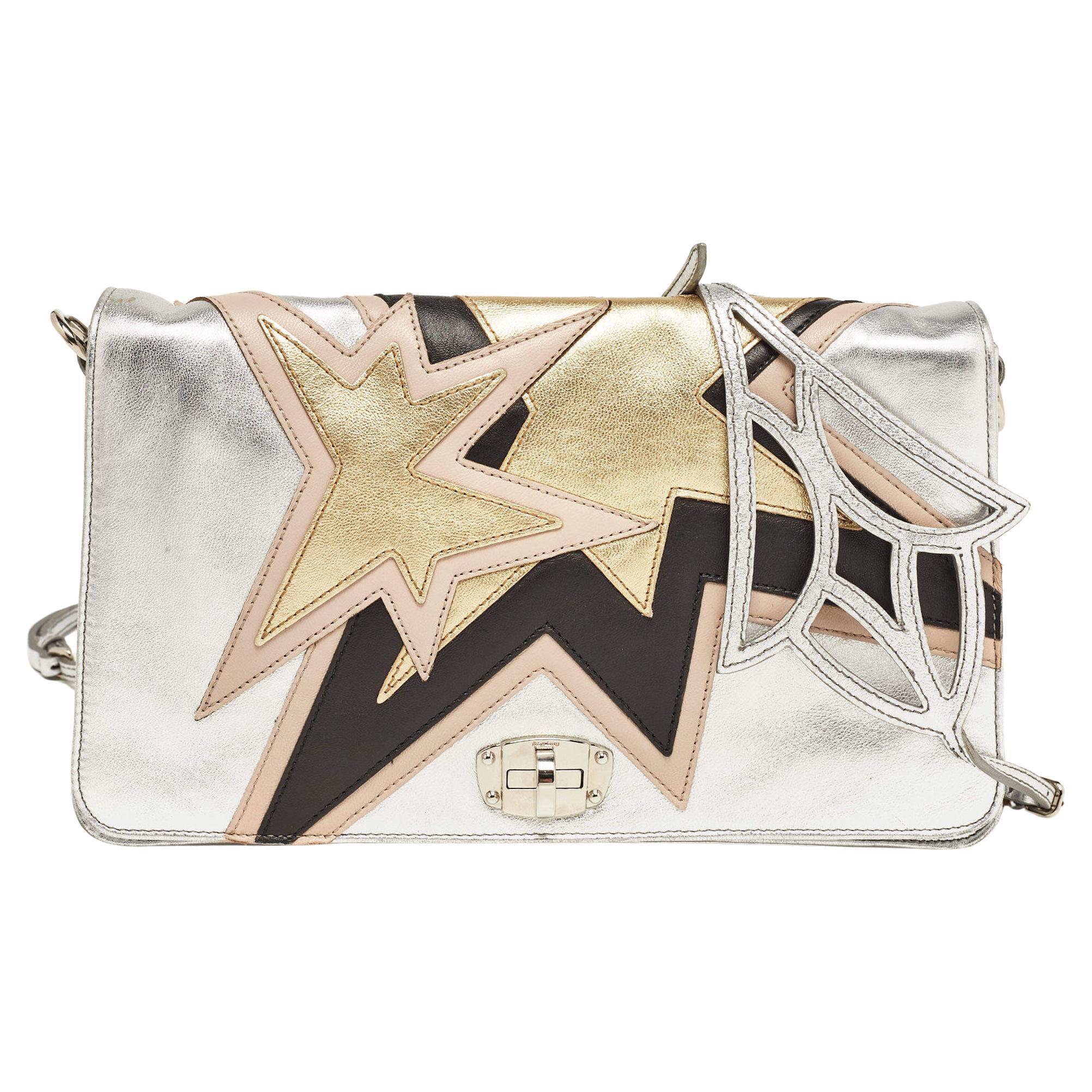 Miu Miu Tricolor Leather Star Motif Diagonal Shoulder Bag