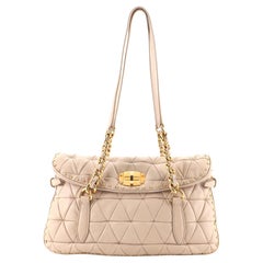Miu Miu Turnlock Chain Flap Shoulder Bag Quilted Studded Leather Medium