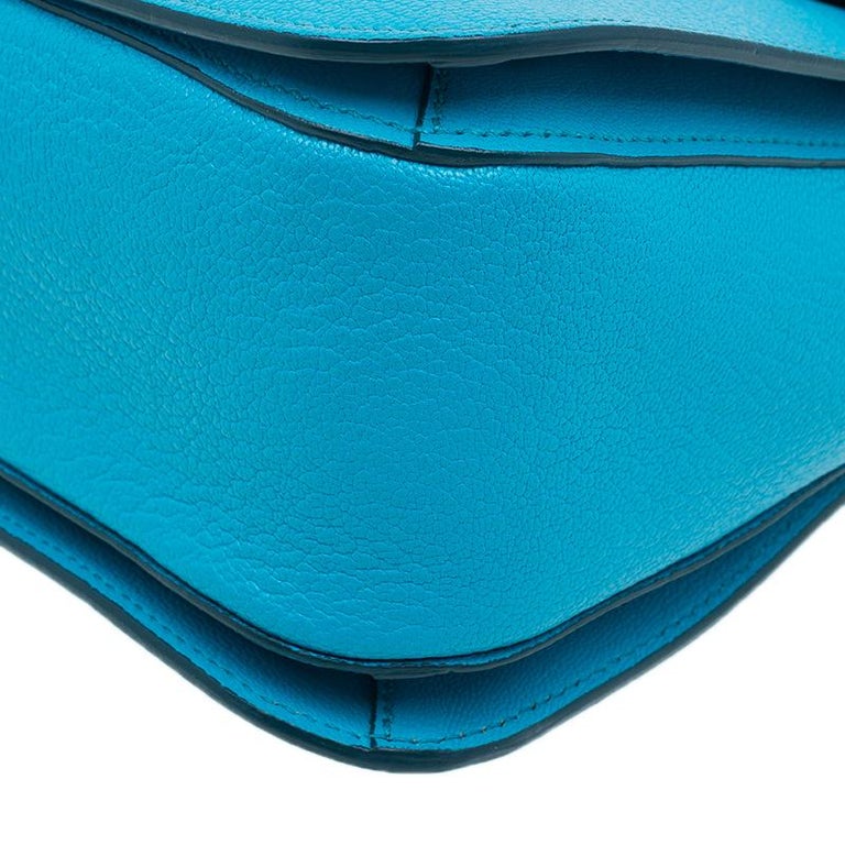 Miu Miu Turquoise Blue Leather Large Madras Flap Satchel Bag at 1stDibs