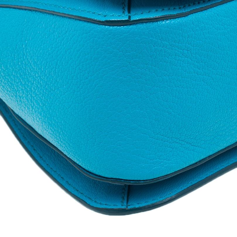 Miu Miu Turquoise Blue Leather Large Madras Flap Satchel Bag 9