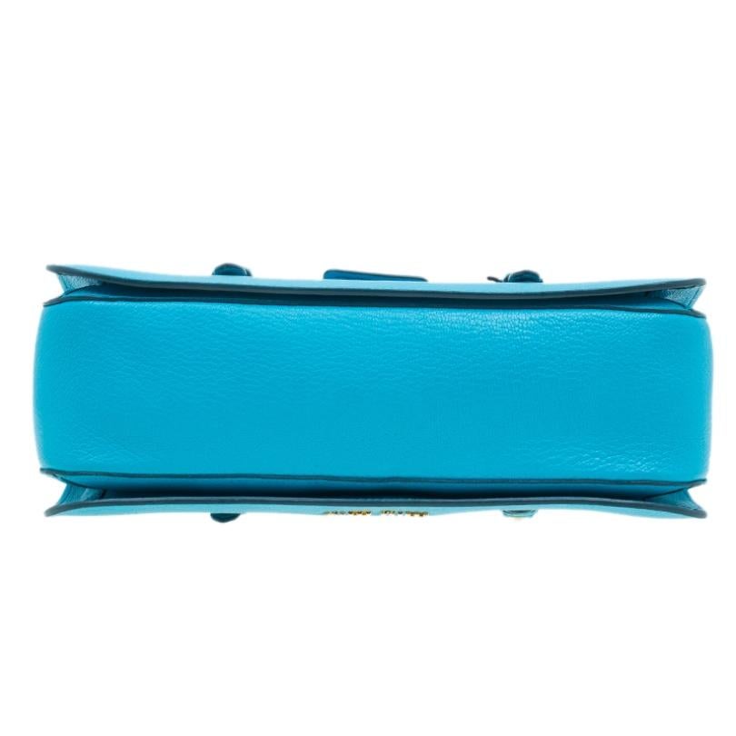 Miu Miu Turquoise Blue Leather Large Madras Flap Satchel Bag 1