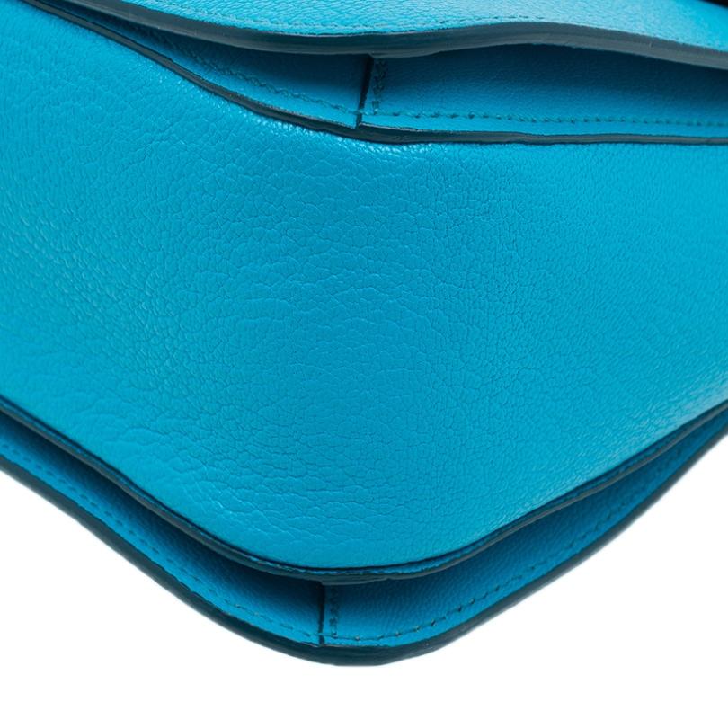 Miu Miu Turquoise Blue Leather Large Madras Flap Satchel Bag 3