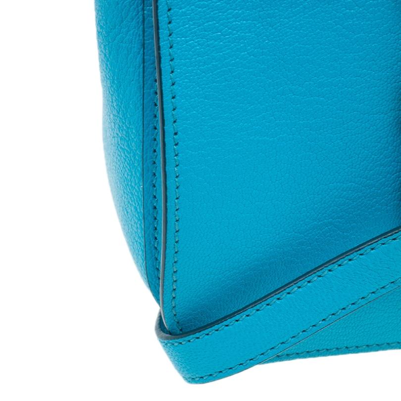 Miu Miu Turquoise Blue Leather Large Madras Flap Satchel Bag 5