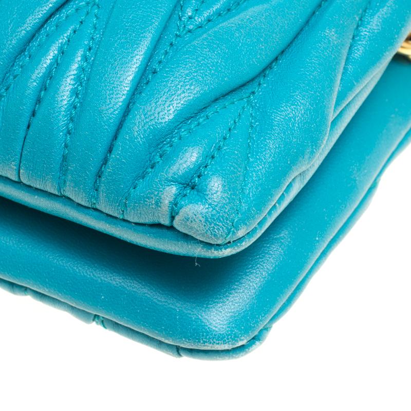 Miu Miu Turquoise Matelasse Leather Double Zip Crossbody Bag 2