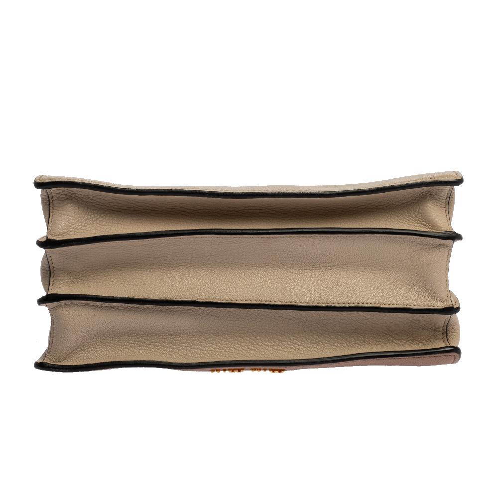 Women's Miu Miu Two Tone Beige Leather Madras Top Handle Bag