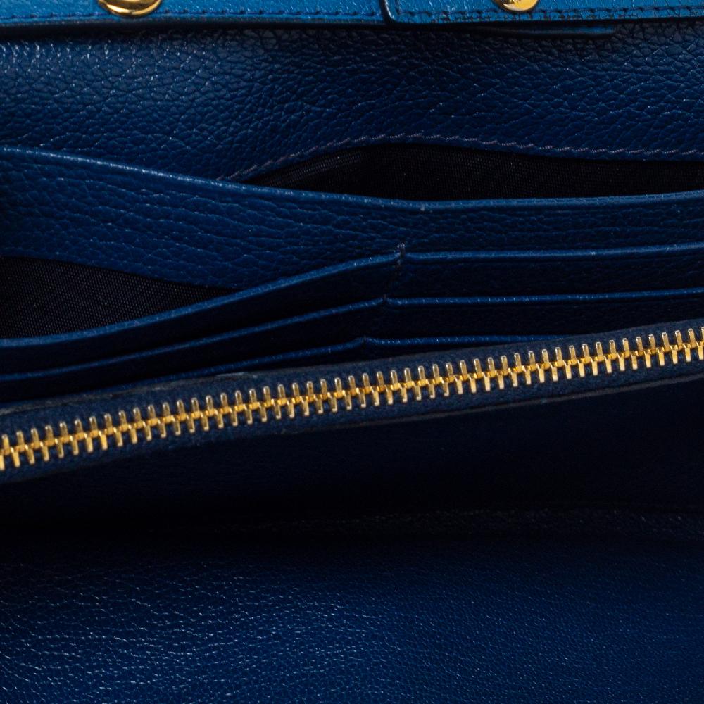Miu Miu Two Tone Blue Leather Logo Flap Wallet on Chain 6