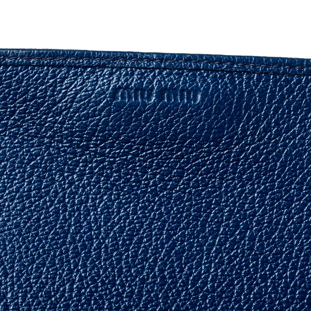 Miu Miu Two Tone Blue Leather Logo Flap Wallet on Chain 2