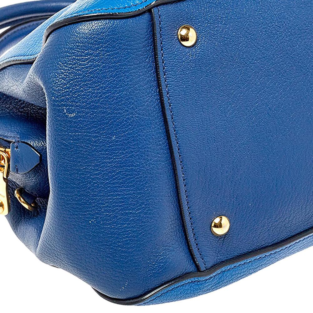Miu Miu Zweifarbig Blau Madras Leder Doktor Satchel 1