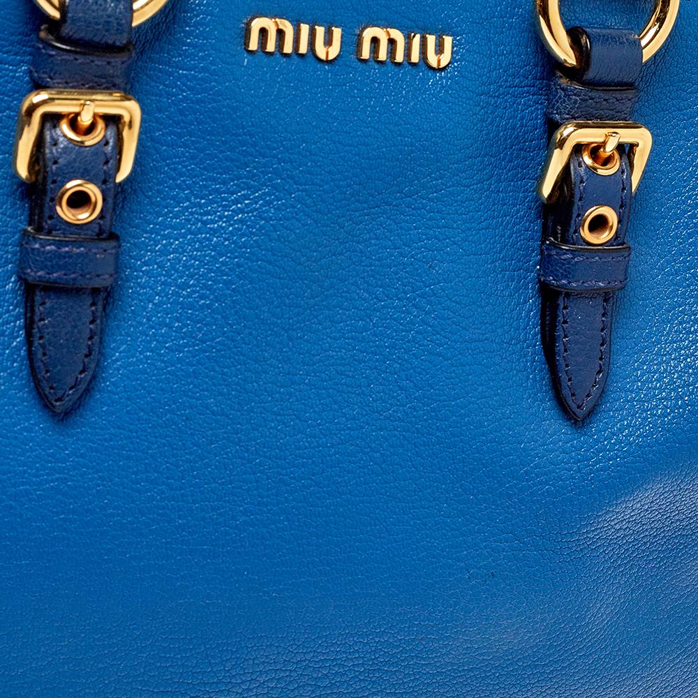 Miu Miu Zweifarbig Blau Madras Leder Doktor Satchel 3