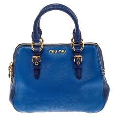 Miu Miu Zweifarbig Blau Madras Leder Doktor Satchel