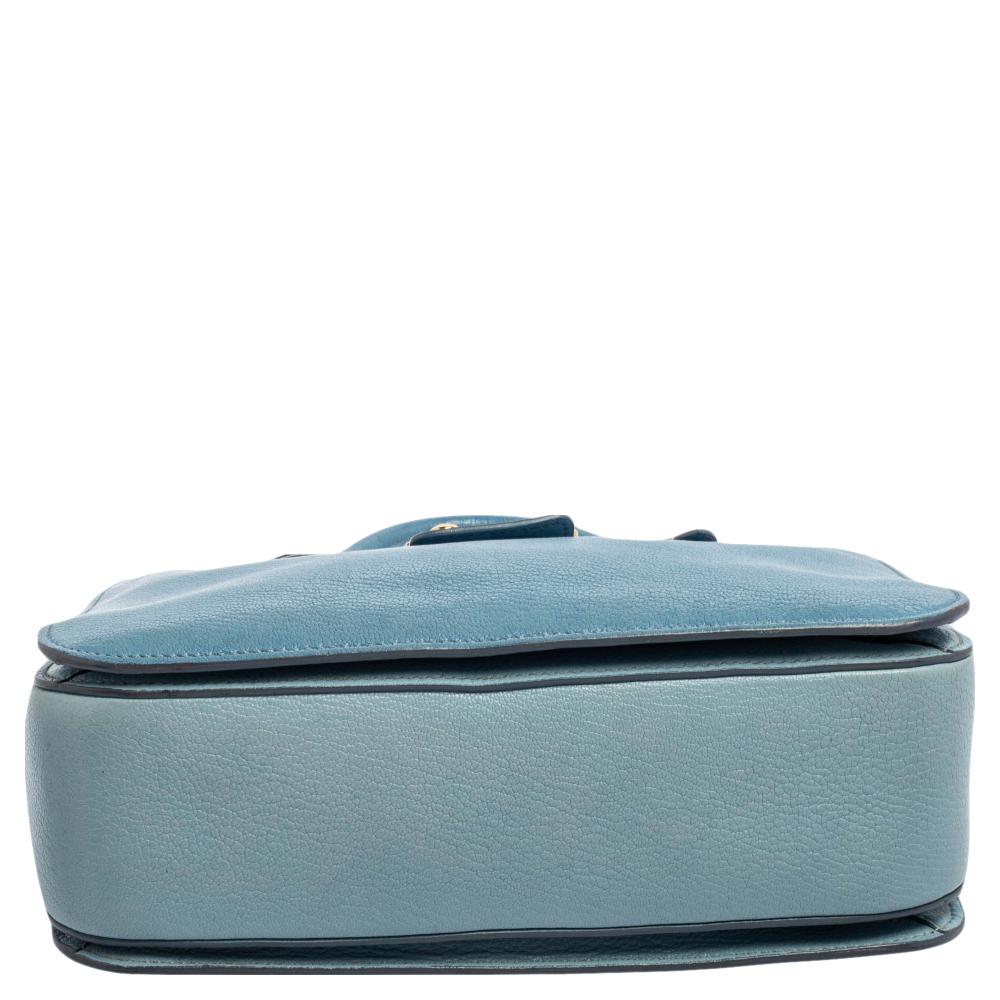Miu Miu Two Tone Blue Madras Leather Tote In Good Condition In Dubai, Al Qouz 2