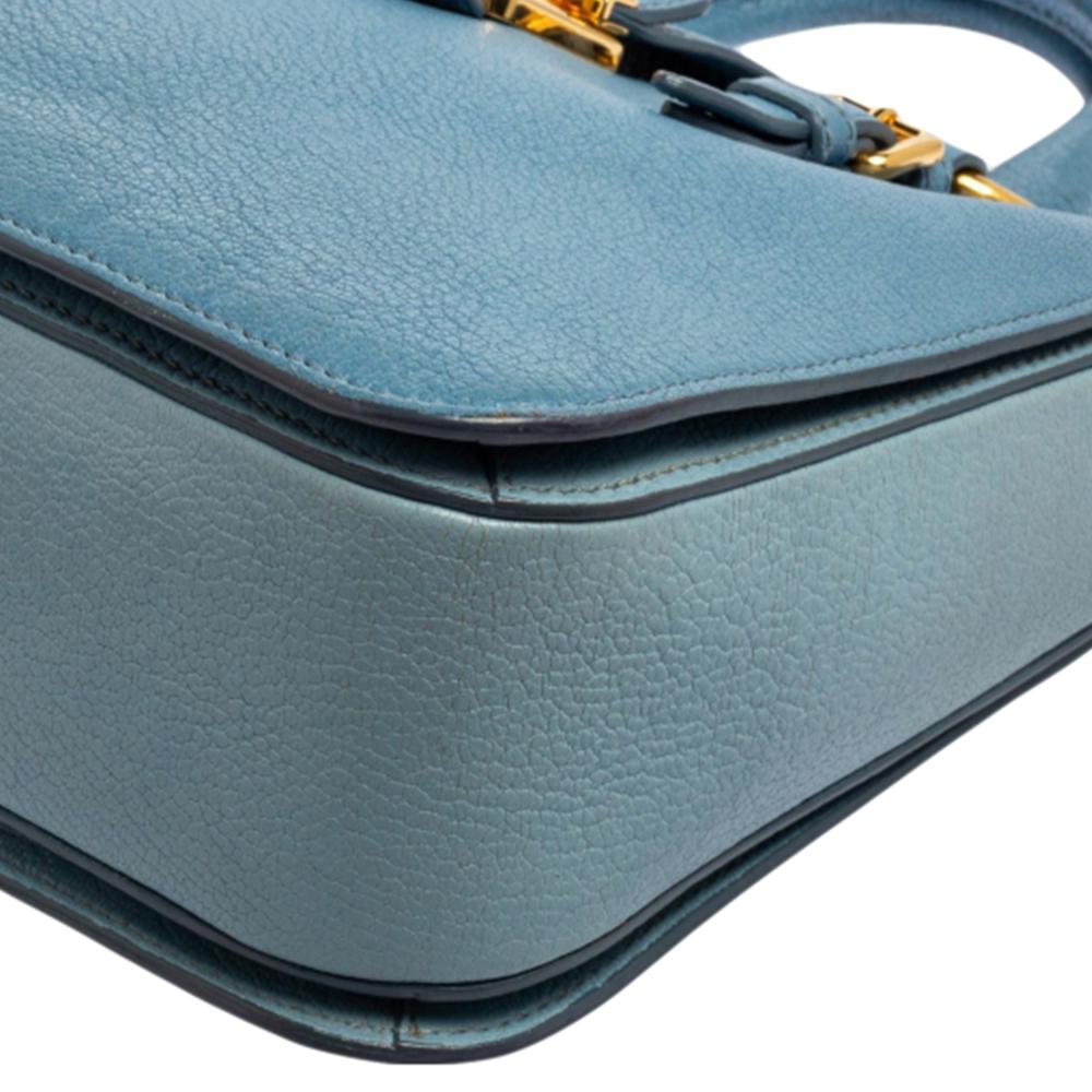 Miu Miu Two Tone Blue Madras Leather Tote 2