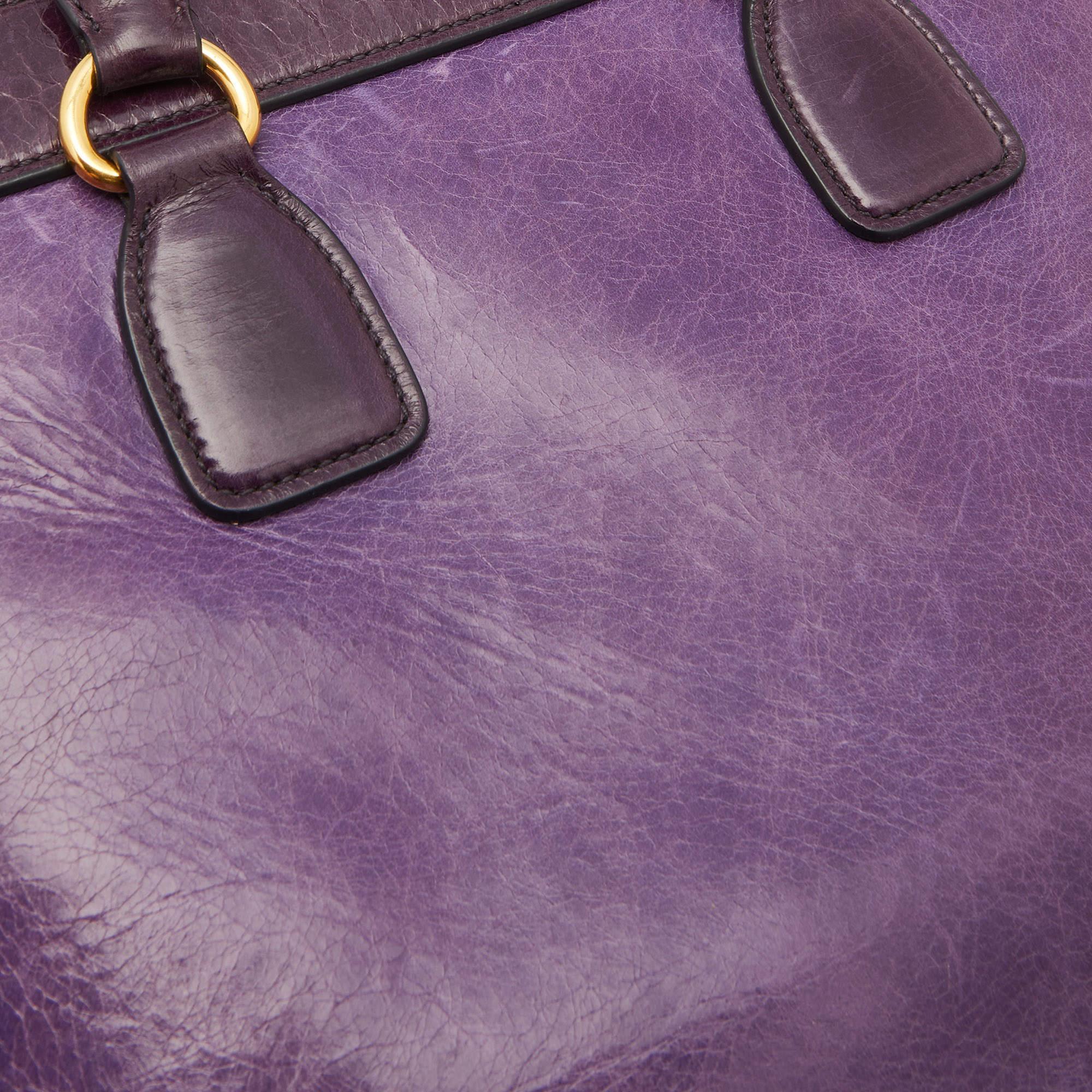 Miu Miu Two Tone Purple Leather Middle Zip Tote For Sale 10