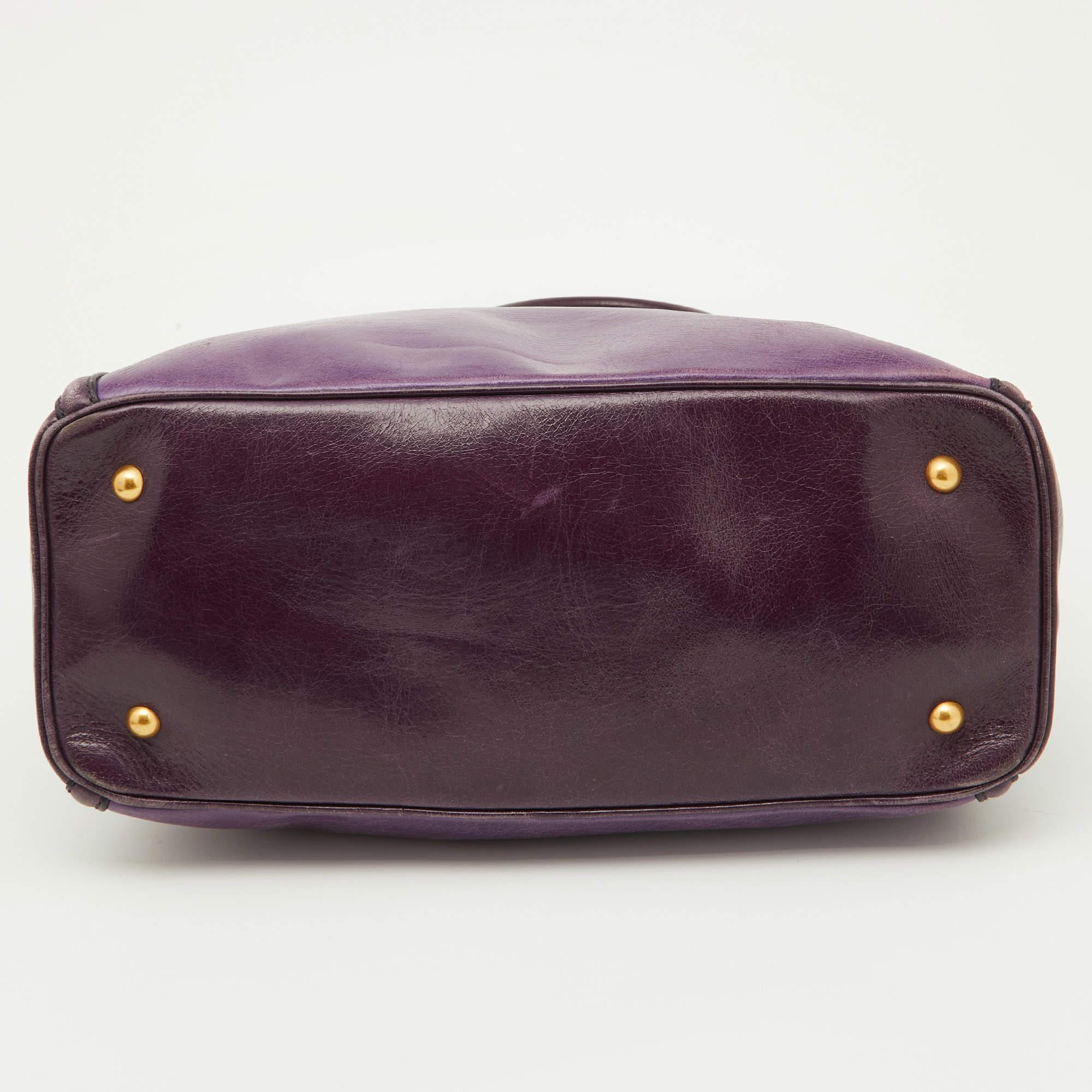 Miu Miu Two Tone Purple Leather Middle Zip Tote For Sale 1