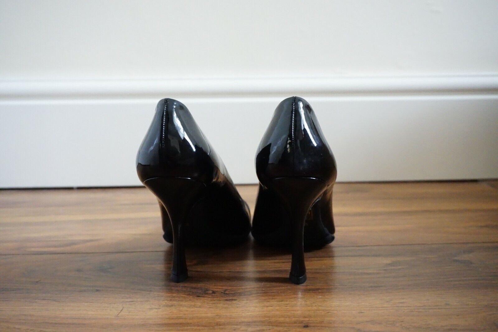 Miu Miu Vernice Patent Leather Pointed Heels Rubber Grip Soles Black 37.5 BNWT For Sale 1