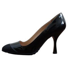 Miu Vernice Lackleder spitz zulaufende Heels mit Absatz und Gummigriffen in Schwarz 37,5 BNWT