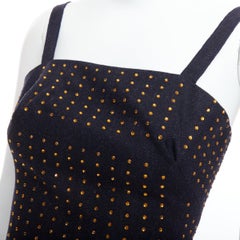 MIU MIU Vintage 1998 Runway fleece wool black crystal bustier top IT38 XS